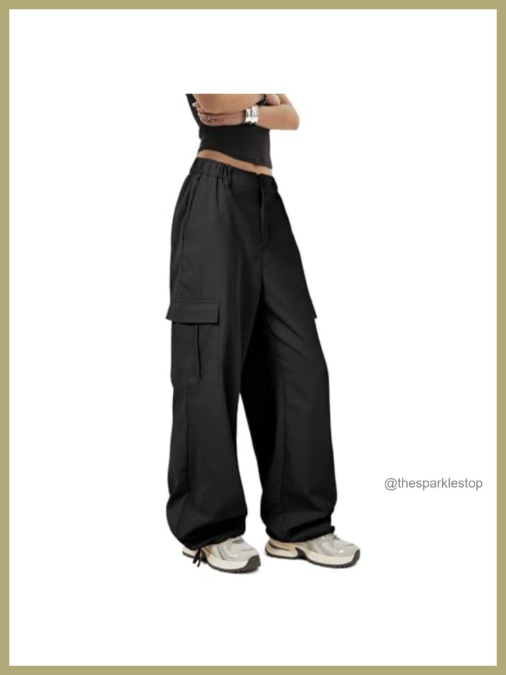 Zando Women's Baggy Parachute Pants Y2K Cargo Joggers High Waist Wide Leg